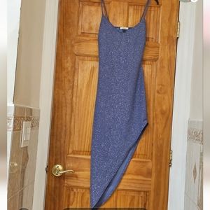 NWT Ruda Asymmetrical Split Thigh Slit Open Back Sparkly Evening/Cocktail Dress